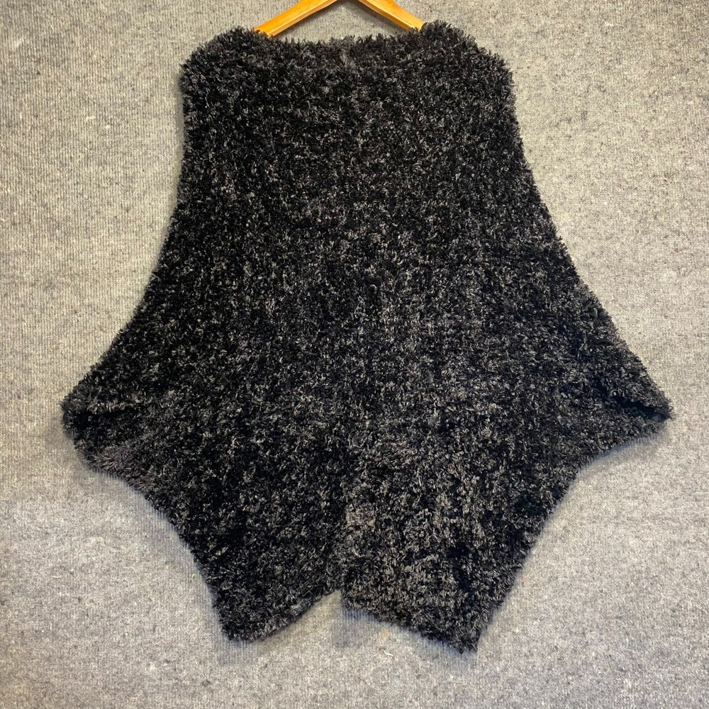 Ellen Tracy Black Fuzzy Eyelash Knit Cardigan Sweater Short Sleeve Womens M/L - Picture 6 of 6